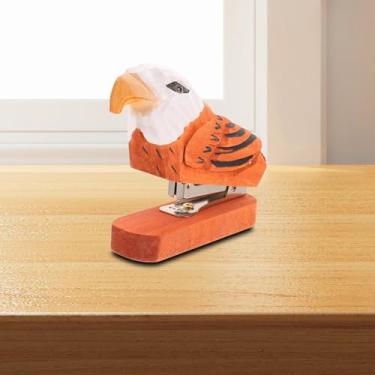 Imagem de Esquirla Grampeador de madeira em forma de animal, estatueta divertida e fofa de um mini grampeador portátil para decoração de mesa, ideal para escola, casa e, Águia Pequena
