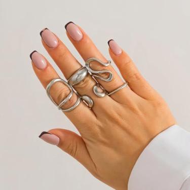 Imagem de Conjunto de anéis empilháveis Boho Knuckle para mulheres, joias empilháveis ajustáveis com presentes de Natal modernos presentes de amizade para mulheres dia dos namorados, Medium, Latão, Sem pedra