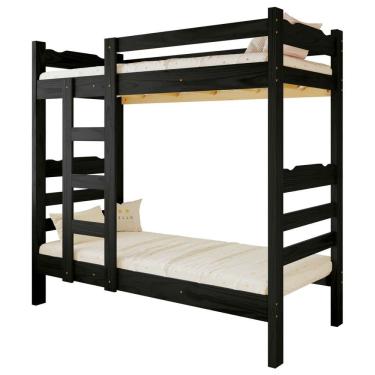 Imagem de Beliche Life Madeira Maciça Reforçado Solteiro com Grade Cor Preto