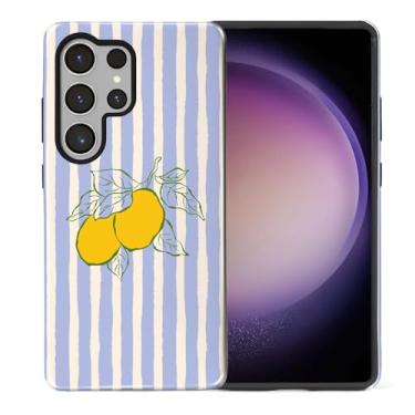 Imagem de TAMEFOX Compatível com Samsung Galaxy S25 Ultra, capa brilhante antiqueda e arranhões - estampa de listras limões