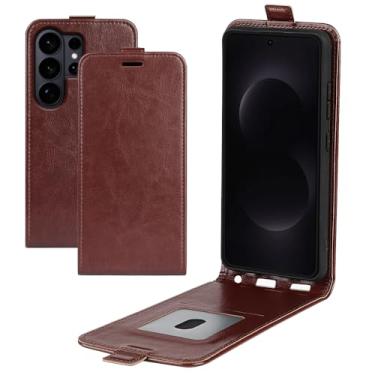 Imagem de XZDWH Capa para Samsung Galaxy S26 Ultra, Slim Vertical Flip Folio Capa Protetora de Couro PU Capa Protetora Fecho Magnético com Ranhura para Cartão (Marrom)