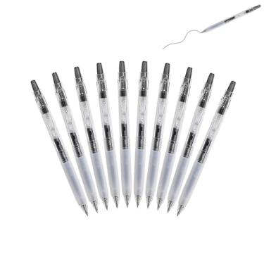 Imagem de GZBABY Caneta de gel de ponta fina, 10 peças, canetas esferográficas retráteis com aderência macia, 0,5 mm, tinta de secagem rápida (preto)