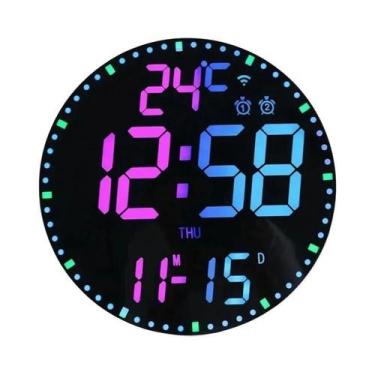 Imagem de Relógio Digital De Parede LED RGB Inteligente Com Controle Por Aplicat