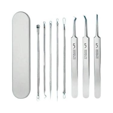 Imagem de Kit De Remoção De Cravos Em Aço Inoxidável Preto Com Pinça E Agulha, F