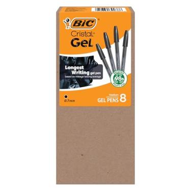 Imagem de BIC Canetas de gel cristal ponta média (0,7 mm) escrita ultra suave de longa duração, canetas de gel de cores sortidas, 12 unidades