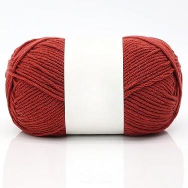 Imagem de Bolas de fio de algodão – fio de peso médio para chapéus de crochê, cachecóis, chinelos e artesanato de tricô à mão, macio e durável (vermelho)