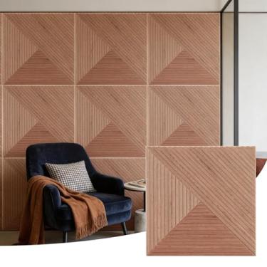 Imagem de Pacote com 6 painéis acústicos grandes, painéis decorativos de absorção de som de 182 x 121 cm, painéis de parede à prova de som com estampa de madeira para estúdio, casa, escritório, vórtice Arcadian