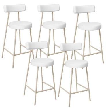 Imagem de Kit 05 Banquetas Baixa Cozinha Sala Jantar Bancada Milão Arena L02 Fac