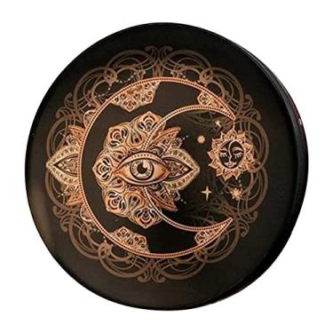 Imagem de WALFRONT Tambor Xamânico Feito à Mão, Tambor de Madeira de Couro de Poliéster Com Alças de Corda e Marretas, Ferramenta de Cura Sonora Ideal para Equilíbrio de Chakras, Reflexão (