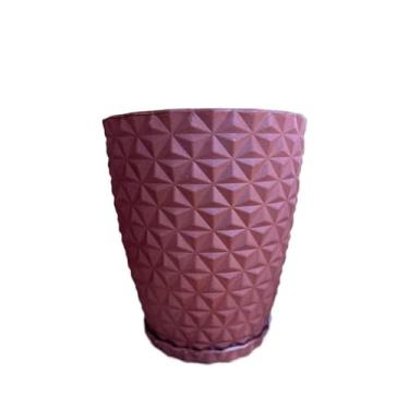 Imagem de Vaso Polietileno Para Plantas Jardim Diamante Bojo Com Prato(Marrom)