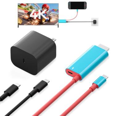 Imagem de Dock portátil 4K com carregador de 65 W e HDMI de 6,5 polegadas para Nintendo Switch 2/1/OLED/Steam Deck/ROG Ally/Legion Go/Laptop. Acessórios de TV para estação de ancoragem de viagem, cabo de