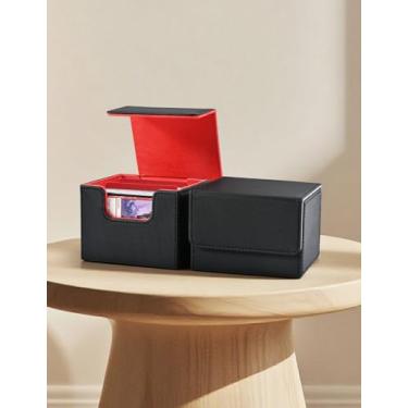 Imagem de MTG Commander Deck Box, Trading Card Storage Box Holds 100 Double-Sleeved Cards Suitable for TCG/CCG/PTCG/EDH/Magic/Sport Cards（Black&Red）