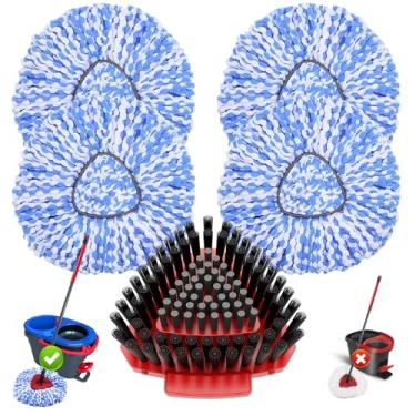 Imagem de Fatmass 5 unidades de substituição de cabeça de esfregão giratório para o sistema de 2 tanques O Cedar RinseClean, inclui 4 cabeças de substituição de esfregão + 1 escova de limpeza profunda, refil de