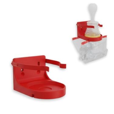 Imagem de Suporte de parede para equipamento de primeiros socorros compatível com LifeVac com 2 compartimentos de armazenamento de máscara, mantém o dispositivo de primeiros socorros antiasfixia e as máscaras