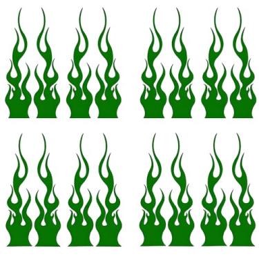 Imagem de Adesivo de vinil refletivo de chama, 16 peças, à prova d'água para carro, veículo de pista, motocicleta, bicicleta, skate e laptop, 15 cm/5,9 pol (verde)