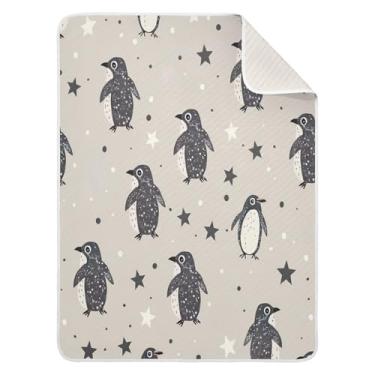 Imagem de Qilmy Cobertor de bebê Pinguins na neve 76 x 101 cm, cobertor infantil de algodão macio para meninos e meninas, cobertor infantil leve e quente para berço, carrinho de bebê, soneca, recém-nascido