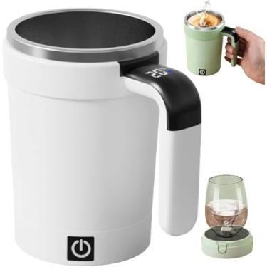 Imagem de Agitador de café magnético atualizado 2026, caneca de café automática com tampa, caneca de café com agitação magnética automática com exibição de temperatura, caneca de café com agitação automática