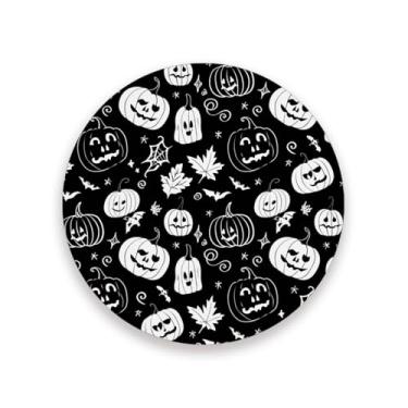 Imagem de JUZIHAI Conjunto de 2 porta-copos de Halloween morcegos estrelas, porta-copos redondos absorventes de pedra cerâmica com base de cortiça, tapete de proteção de mesa para cozinha, bar, decoração de