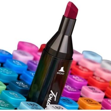 Imagem de Kit de Canetas Marcador Permanente Ponta Dupla 80 Cores Vibrantes – Estojo Portátil para Desenho, Lettering, Colorir, Arte Profissional e Escolar