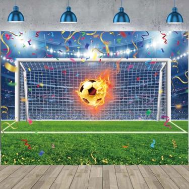 Imagem de Pano de fundo de futebol para fotografia, 25 x 20 m, estádio esportivo de futebol, para meninos, tema esportivo, faixa de feliz aniversário, decoração, suprimentos, adereços para fotos