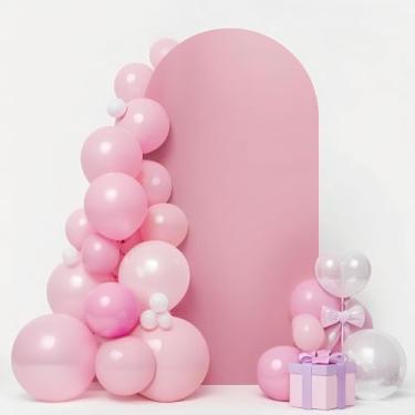 Imagem de LIROCORA Capa de arco de casamento verde de 2,3 m - pano de fundo ajustado de elastano para fotografia, capa de suporte Chiara para decoração de casamento, festa, aniversário, chá de bebê e