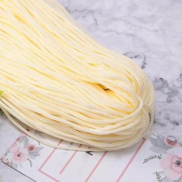 Imagem de Fio de fio de nylon 170 m x 3 mm, fio de macramê faça você mesmo chapéu de almofada de mão crochê linha oca cordão (bege)