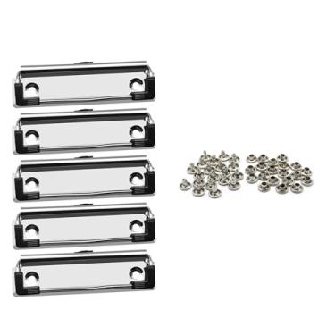 Imagem de ZHYOHEN 5 peças de clipes de metal para encadernação de papelão, mini prancheta de 9 cm com pés de borracha e rebites de instalação tipo mola alça de montagem em superfície forte clipes de fichário de