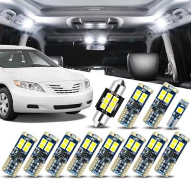 Imagem de (Pacote com 12) Kit de lâmpadas LED de carro interior 12V 5500K compatível com Toyota Camry 2007-2011, branco puro