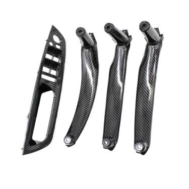 Imagem de Conjunto de 4 peças de maçaneta da porta do motorista dianteiro do carro, tampa do apoio de braço, maçaneta interna da porta, compatível com BMW X5 X6 E70 E71 2007-2013(Carbonfiber LHD SET)