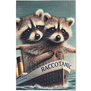 Imagem de Engraçado Guaxinim Titanic Quebra-cabeça fofo 500 peças para adultos família amantes presentes personalizados Prime Family Puzzles Toy Game Arte, 52 cm x 37,8 cm