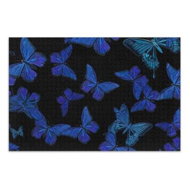 Imagem de Quebra-cabeça de borboletas de flor de crisálida azul para adultos, 500 peças, pintura animal, personalizado, exclusivo, quebra-cabeça, engraçado, presente, 51 x 35 cm