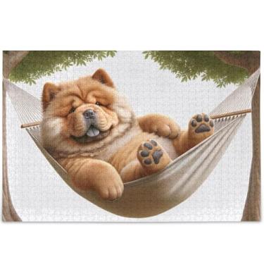 Imagem de Quebra-cabeça de cachorro fofo Chow Chow Chow 500 peças adultos família elefante branco presentes divertido família quebra-cabeça pintura animal, 52 cm x 37,8 cm
