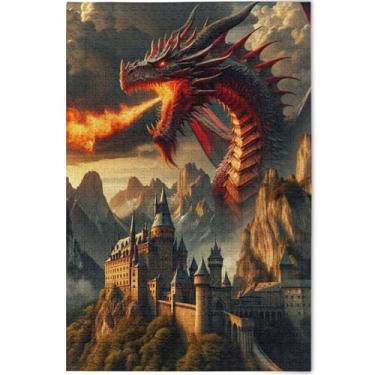 Imagem de Quebra-cabeça castelo de dragão mítico 500 peças para adultos presentes engraçados tecnologia jogo personalizado exclusivo colorido cenário animal arte, 52 cm x 37,8 cm