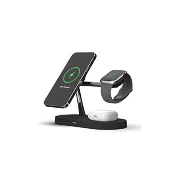 Imagem de Suporte de carregamento três em um, ajuste de três velocidades, adequado para celular/iWatch/AirPods/base de 15W (preto)