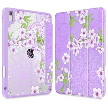 Imagem de Mektron Capa para iPad 2025 11 polegadas (chip A16) 11ª geração serve para iPad 10ª geração 11 polegadas 2022, porta-lápis embutido com capa à prova de choque transparente + suporte de três dobras