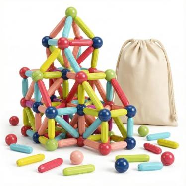 Imagem de Blocos de Montar Magnéticos | 100 Peças | Estimule a Criatividade, Coordenação Motora e Educação STEM | Um Brinquedo Educativo infantil que Une Diversão e Desenvolvimento