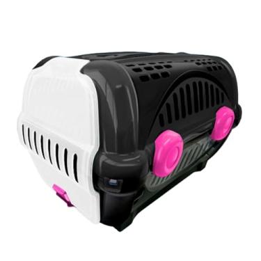 Imagem de caixa de transporte Luxo Pet N2 e N3 para cachorro Gato pássaros resistente desmontável pet(PRETO C/ROSA,(N°2) C47 X L34,5 X A30,5)