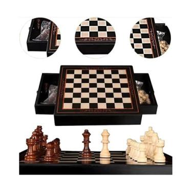 Imagem de Tabuleiro Xadrez Profissional em Madeira 38x38 cm c Gavetas - Home