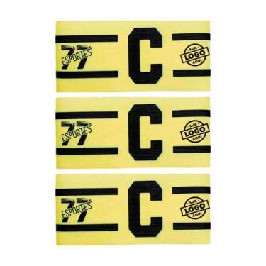 Imagem de Kit 3 Braçadeira Faixa Capitão Brasão Time Digital Fecho tiras autocol