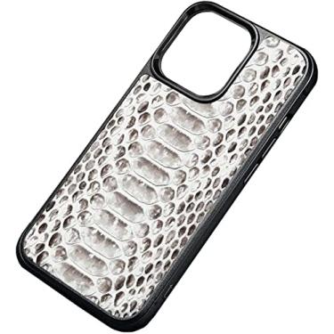Imagem de BKUANE Capa de telefone traseira de negócios, para Apple iPhone 14 Plus 2022 Capa de couro Python luxuoso à prova de choque [Proteção de tela e câmera] (Cor: A)