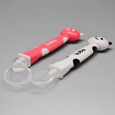 Imagem de Colheres Baby Panda Kit 02 Em Silicone Rosa - Buba