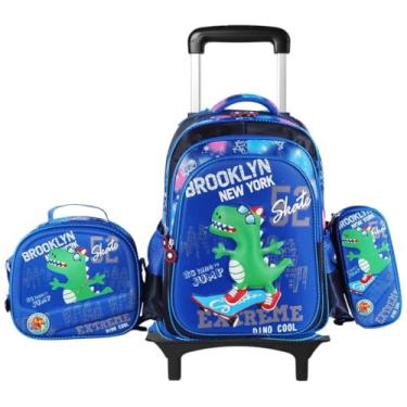Imagem de Mochila de Rodinha Escolar Infantil com LED, 3 Peças, Personagens que Piscam, Reforçada para Meninos e Meninas