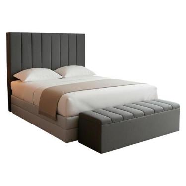 Imagem de Cabeceira e Recamier Bau Queen 160 cm Dalia Linho Artte - Arte das Cab