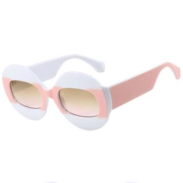 Imagem de Óculos de Sol Feminino Oval Oversized com Proteção UV400 para Esportes ao Ar Livre, Corrida e Ciclismo, Rosa Chá