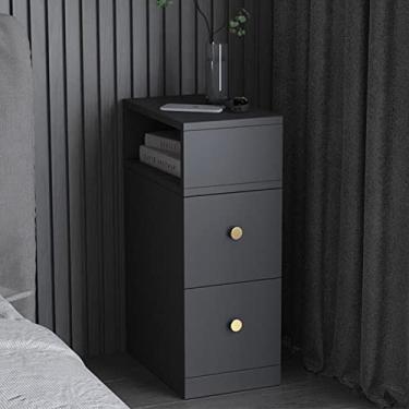 Imagem de Mesa de cabeceira cinza armário de armazenamento com 2 gavetas e abertura lateral moderno simples pequeno apartamento mini criado-mudo, 25 x 40 x 65 cm