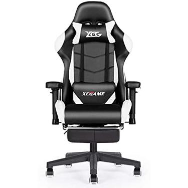 Imagem de Cadeira executiva estilo corrida cadeira de escritório ergonômica cadeira de escritório com apoio de braço acolchoado apoio lombar e apoio para os pés - vermelho B 80 x 32 x 59 cm (branco 80 x 32 x 59