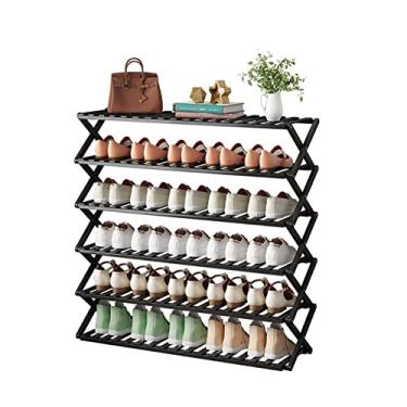 Imagem de Sapateira dobrável de bambu para entrada multifuncional organizador de armazenamento de prateleira de sapatos (cor: rosa, tamanho: grande) (cor primária média)
