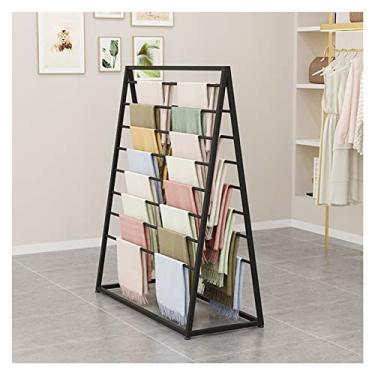 Imagem de HHHJQFAAT Fita dupla face/organizador de papel de embrulho, suporte de exibição de toalhas de metal independente, loja de presentes/flores/loja de roupas (cor: preto, tamanho: 80 cm/31,4 pol.) (preto