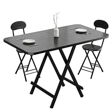 Imagem de Mesa dobrável preta moderna retangular mesa de jantar dobrável para casa mesa de cozinha portátil de madeira maciça mesa de café simples mesa de acampamento multiuso para festas de aprendizagem