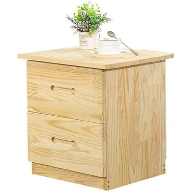 Imagem de Mesa de cabeceira simples e moderna, prateleira simples, imitação nórdica de madeira maciça para quarto, armário de armazenamento econômico